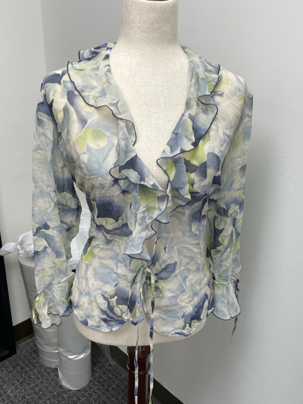 Vintage 100% Silk Y2K Ruffle Blouse
